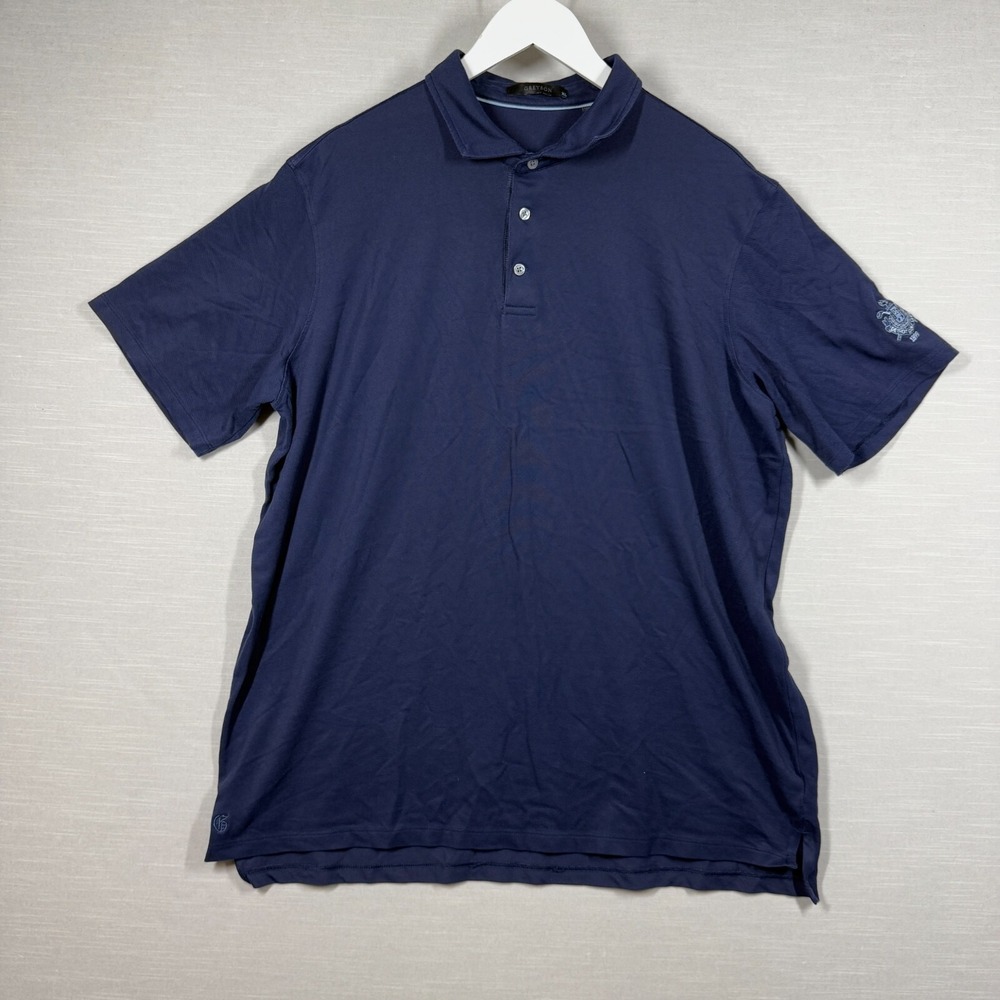 Greyson Polo Mens XL Blue Logo Embroidered Detroit Golf Club Golf Casual Classic